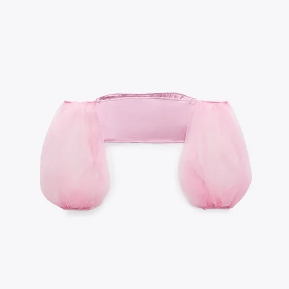 Brand New ZARA BLOGGERS FAV CONTRASTING ORGANZA pink TOP Size Small - Picture 7 of 8